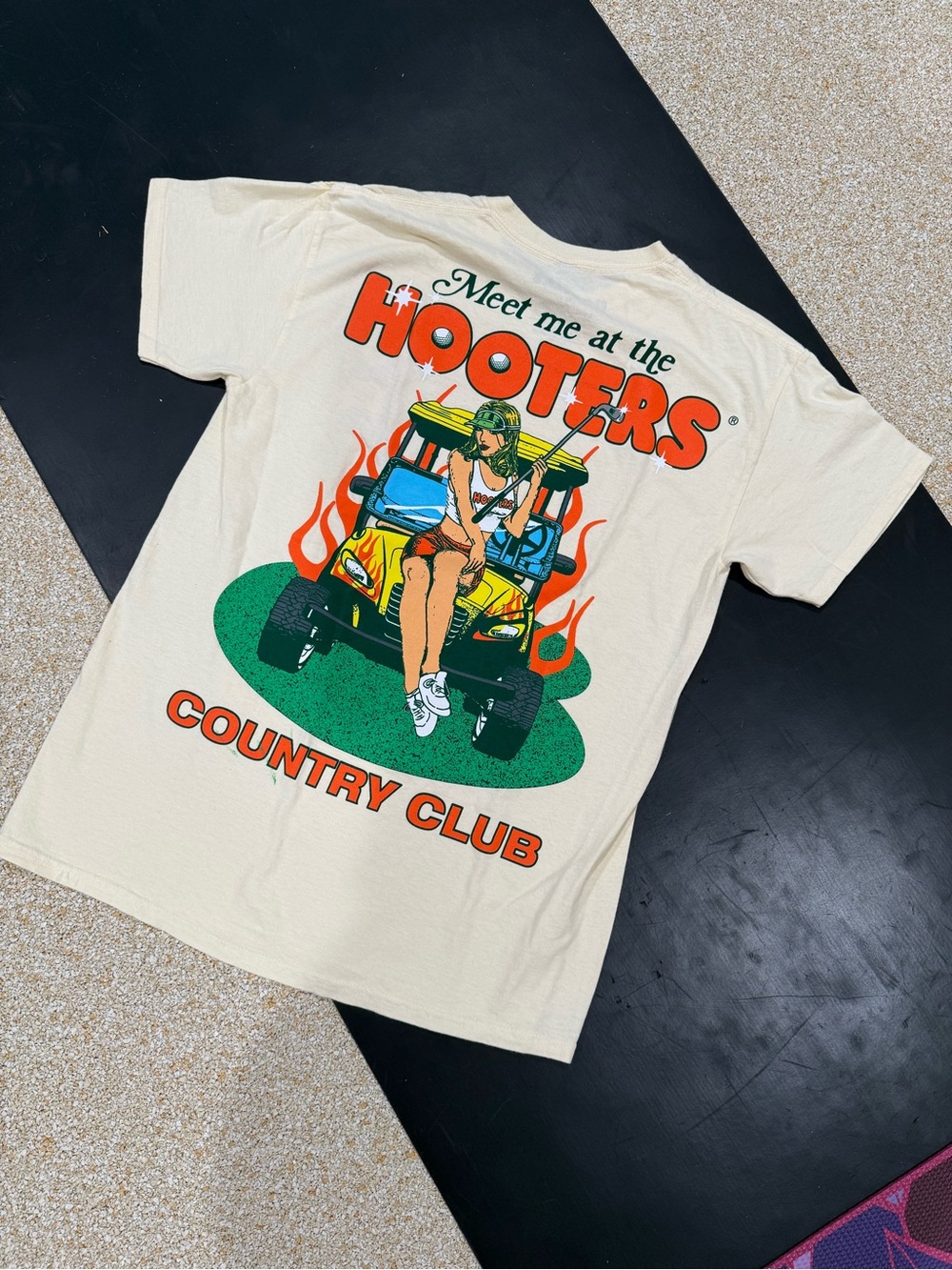 Ripple Junction Cream Tee with Orange, Green & Yellow Graphic